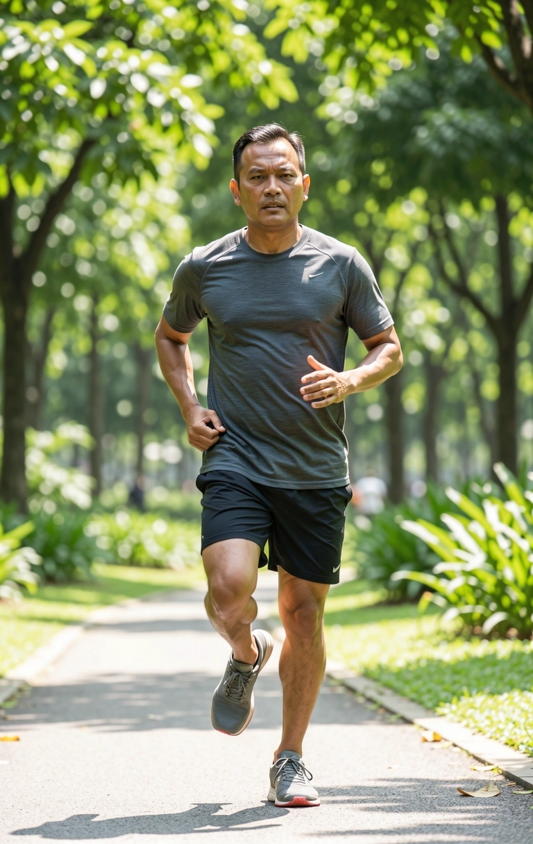 Man jogging in a park